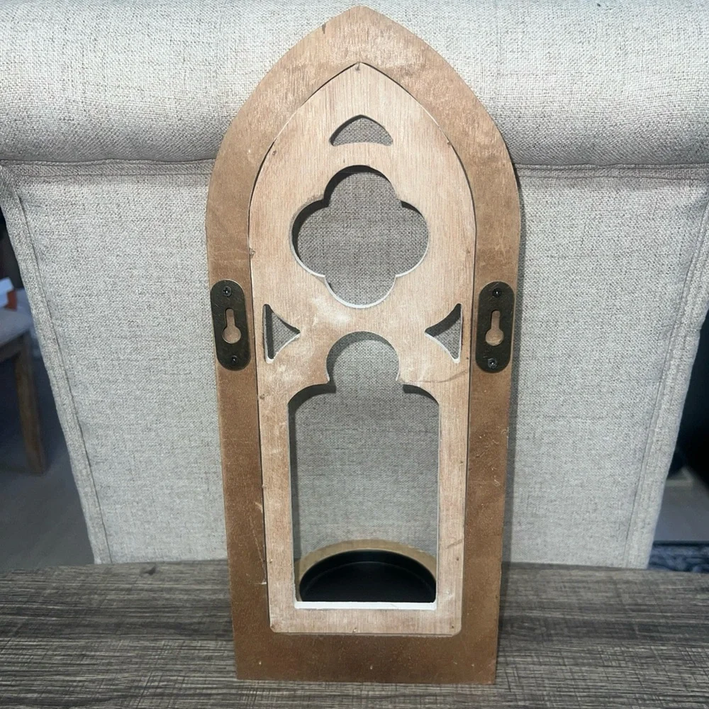 Cathedral Wood Wall Sconce About 14 Inches x 6 Inches